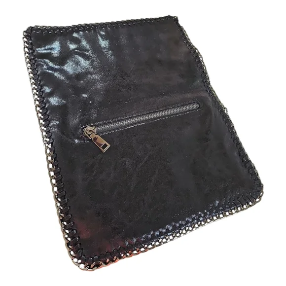 Black Clutch Evening Bag w/ Chain Trim - Picture 3 of 6